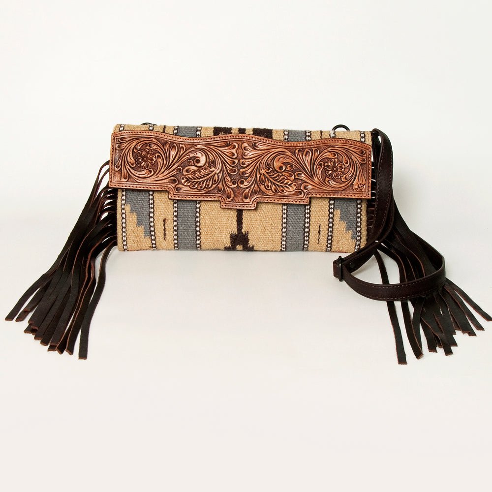 American Darling Small Crossbody Hand Tooled Saddle Blanket Genuine Leather