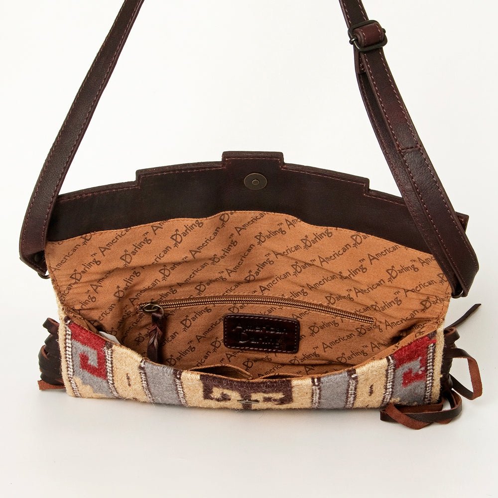 American Darling Small Crossbody Hand Tooled Saddle Blanket Genuine Leather