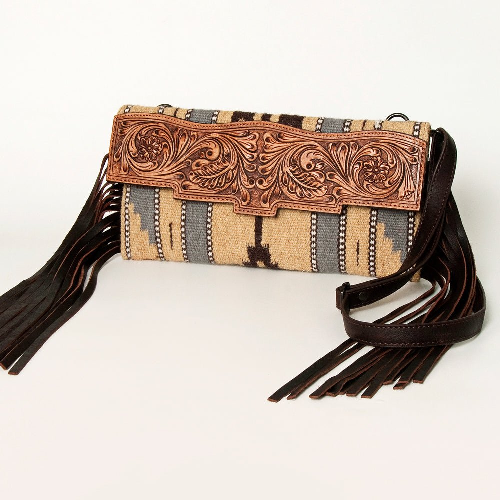 American Darling Small Crossbody Hand Tooled Saddle Blanket Genuine Leather