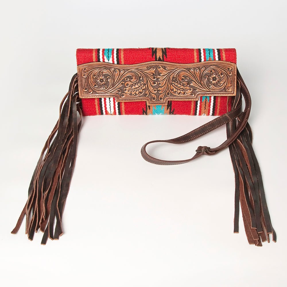 American Darling Small Crossbody Hand Tooled Saddle Blanket Genuine Leather