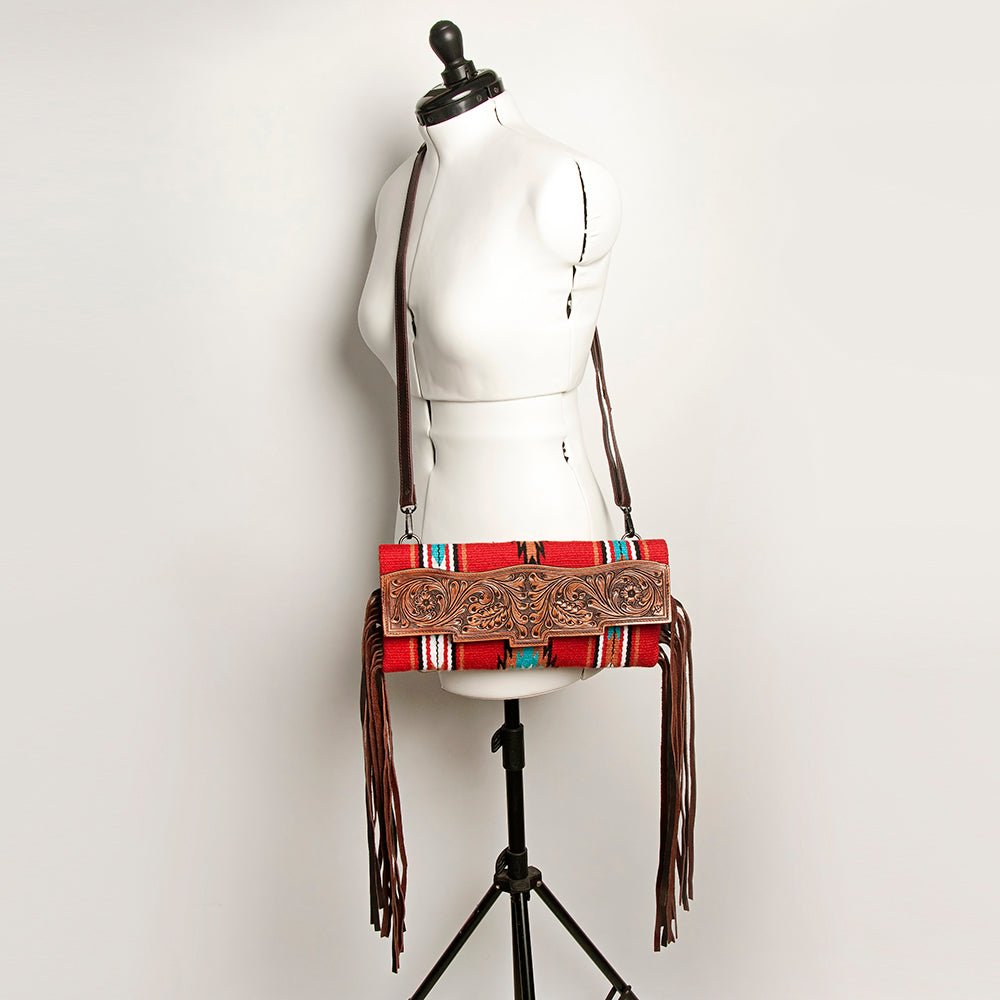American Darling Small Crossbody Hand Tooled Saddle Blanket Genuine Leather
