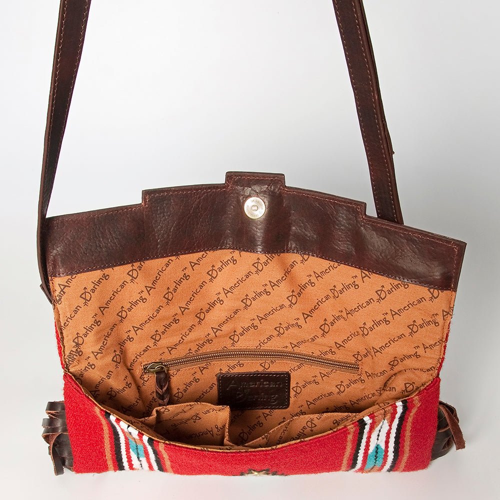 American Darling Small Crossbody Hand Tooled Saddle Blanket Genuine Leather