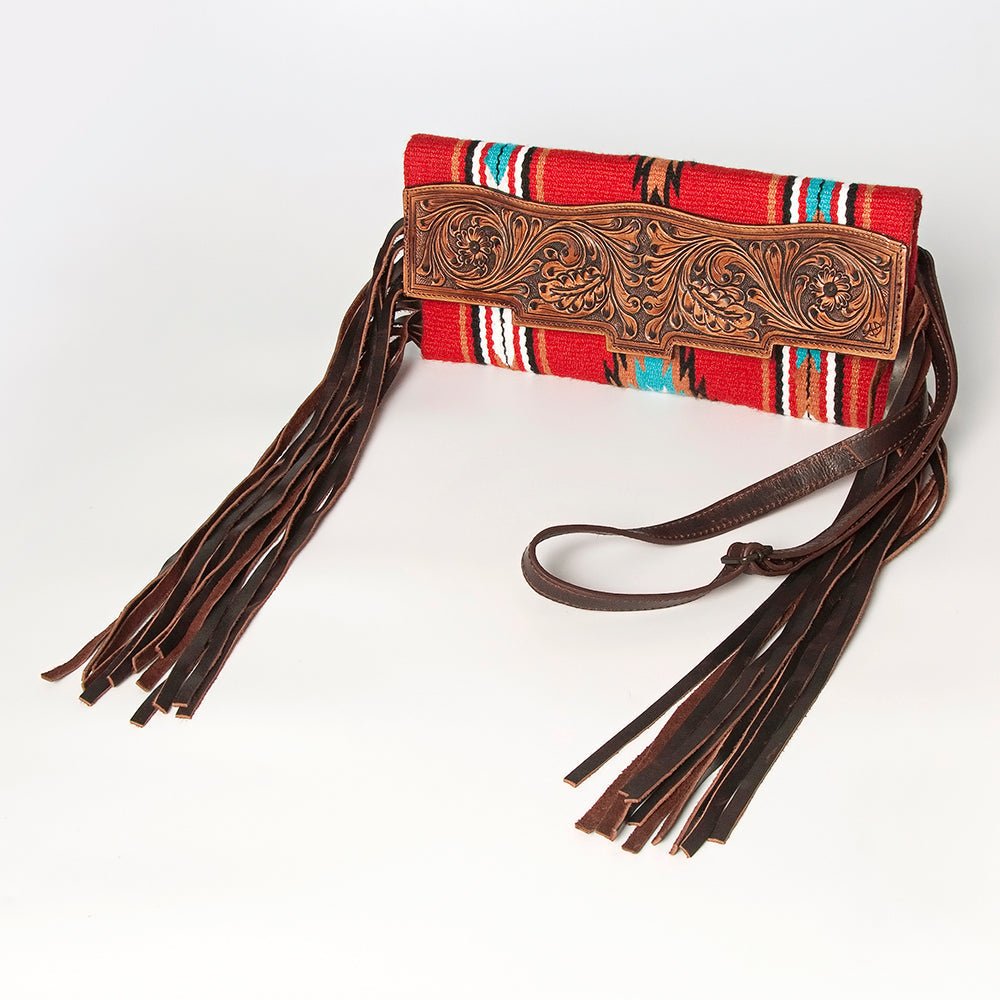 American Darling Small Crossbody Hand Tooled Saddle Blanket Genuine Leather