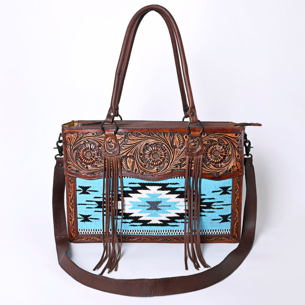 American Darling Tote Hand Tooled Hair-On Genuine Leather
