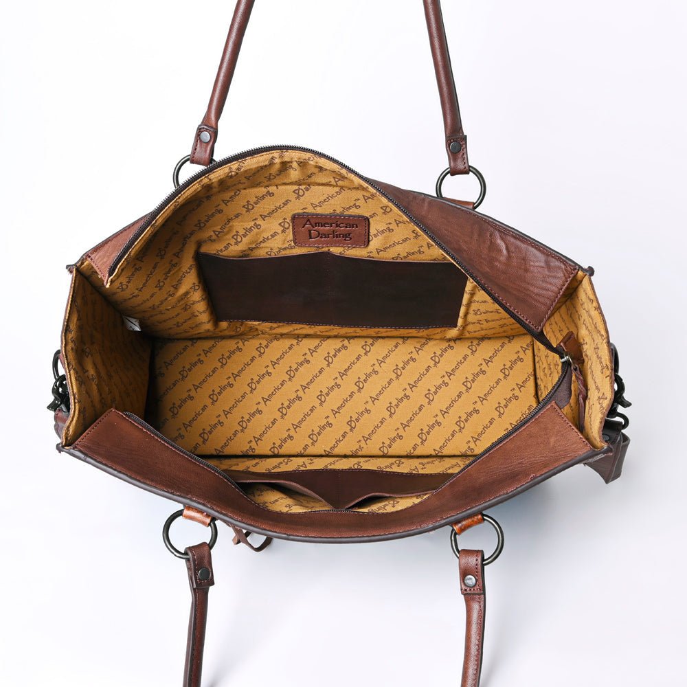 American Darling Tote Hand Tooled Hair-On Genuine Leather