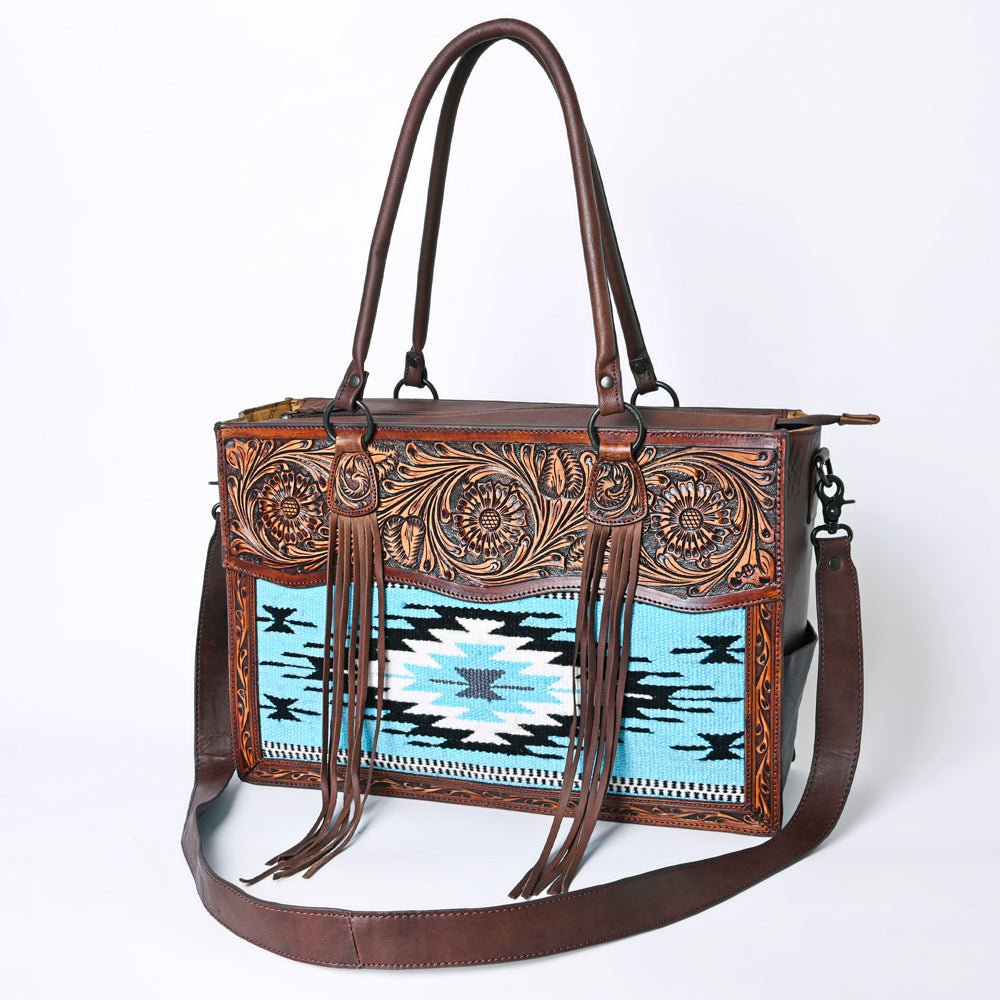 American Darling Tote Hand Tooled Hair-On Genuine Leather
