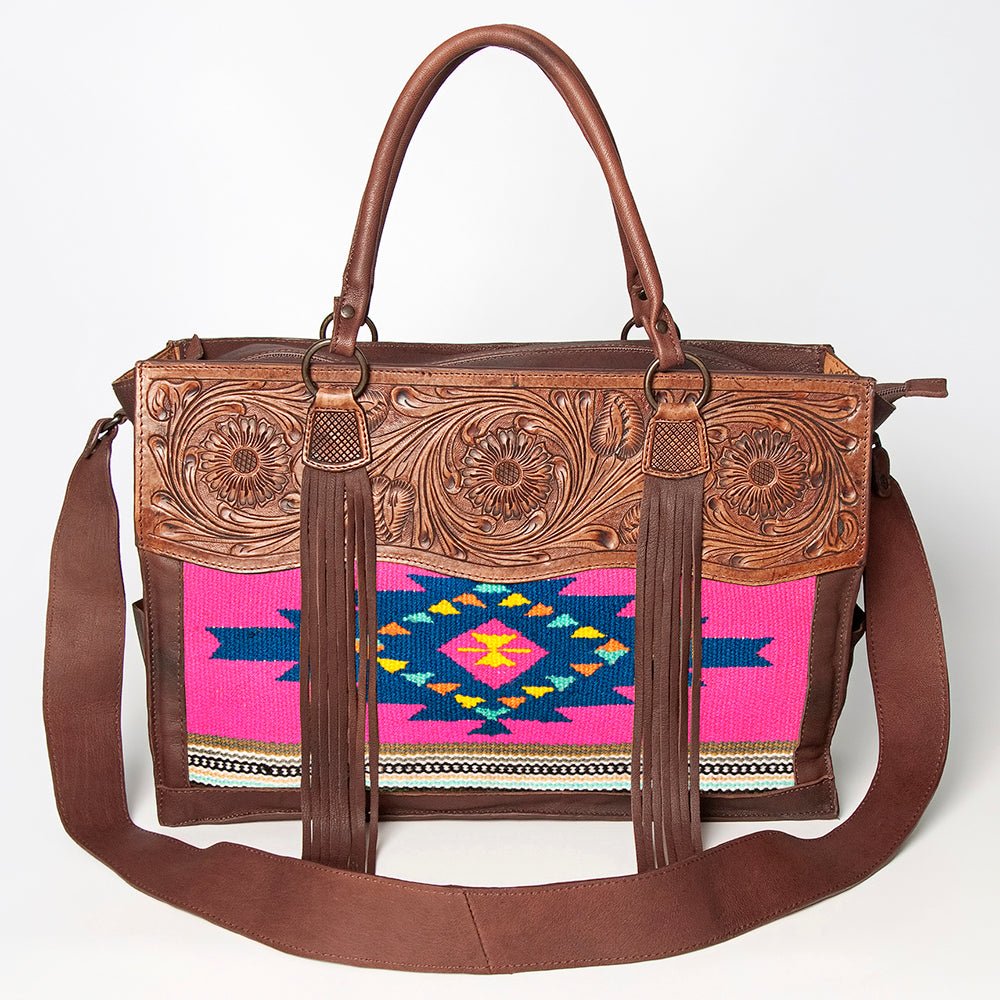 American Darling Tote Hand Tooled Hair-On Genuine Leather