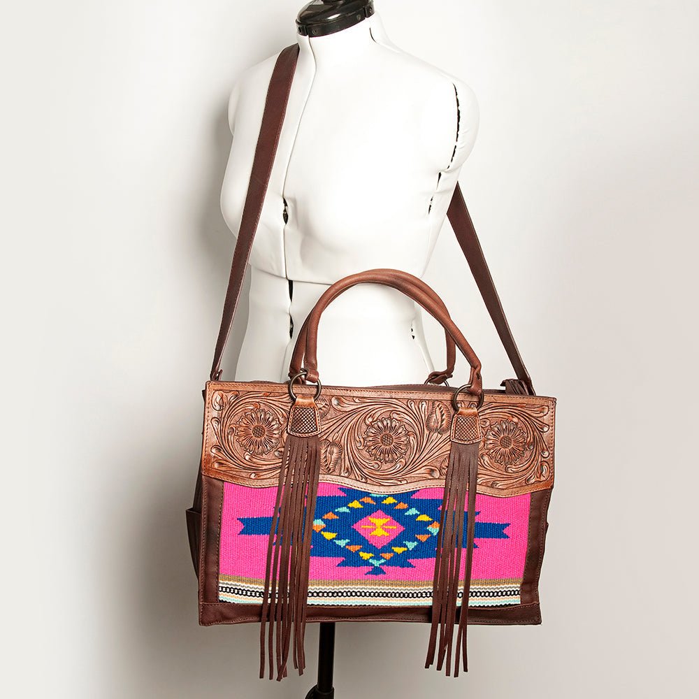 American Darling Tote Hand Tooled Hair-On Genuine Leather