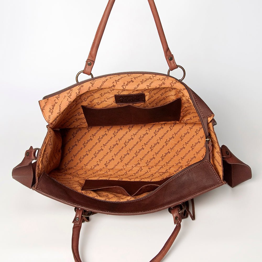 American Darling Tote Hand Tooled Hair-On Genuine Leather