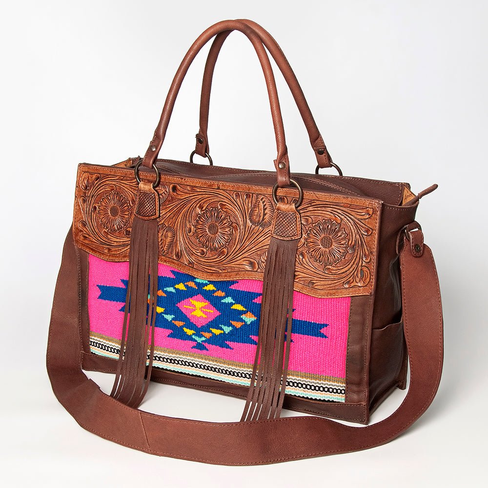 American Darling Tote Hand Tooled Hair-On Genuine Leather