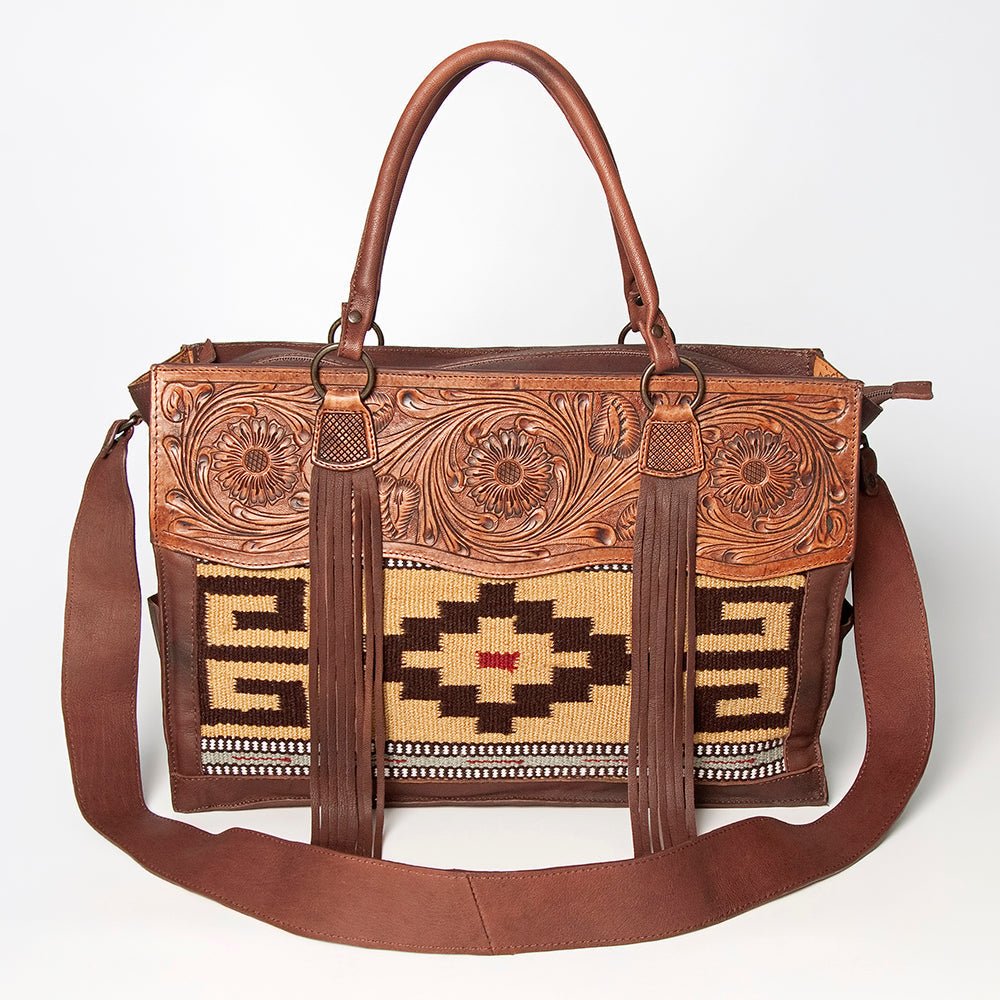 American Darling Tote Hand Tooled Hair-On Genuine Leather