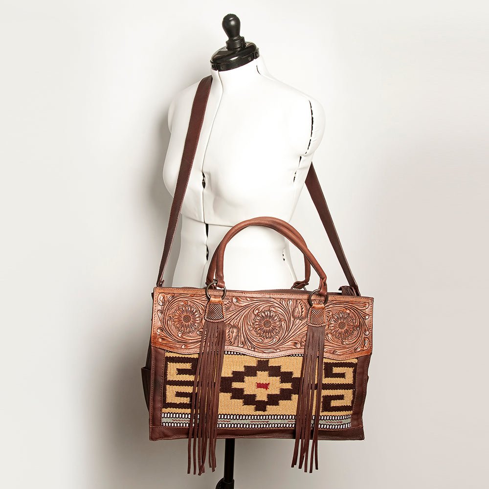 American Darling Tote Hand Tooled Hair-On Genuine Leather