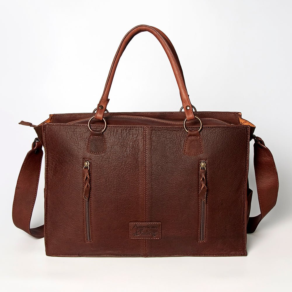 American Darling Tote Hand Tooled Hair-On Genuine Leather