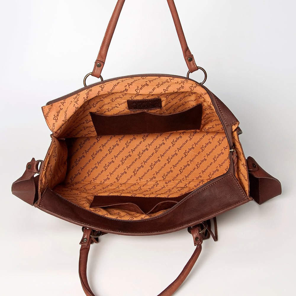 American Darling Tote Hand Tooled Hair-On Genuine Leather