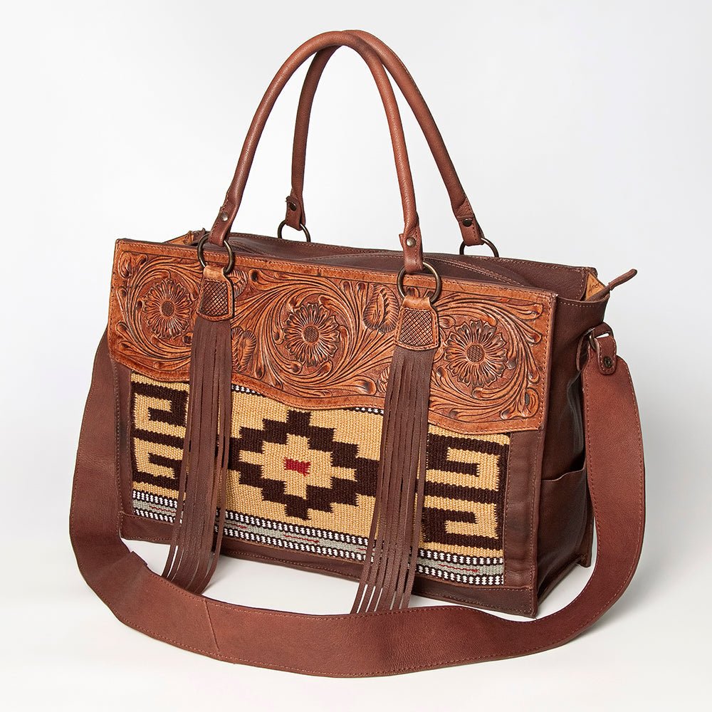 American Darling Tote Hand Tooled Hair-On Genuine Leather