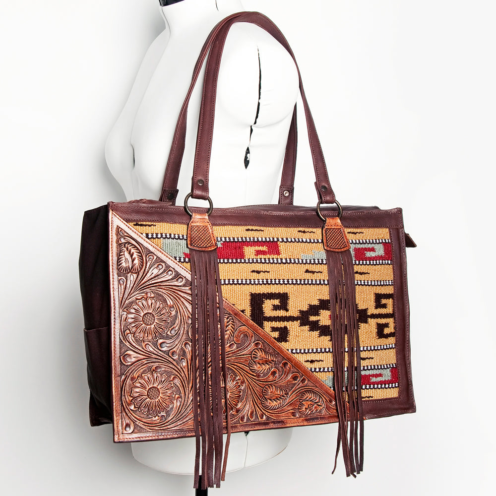 American Darling Tote Hand Tooled Hair on Genuine Leather Western Women Bag Handbag Purse | Travel Bags College Casual