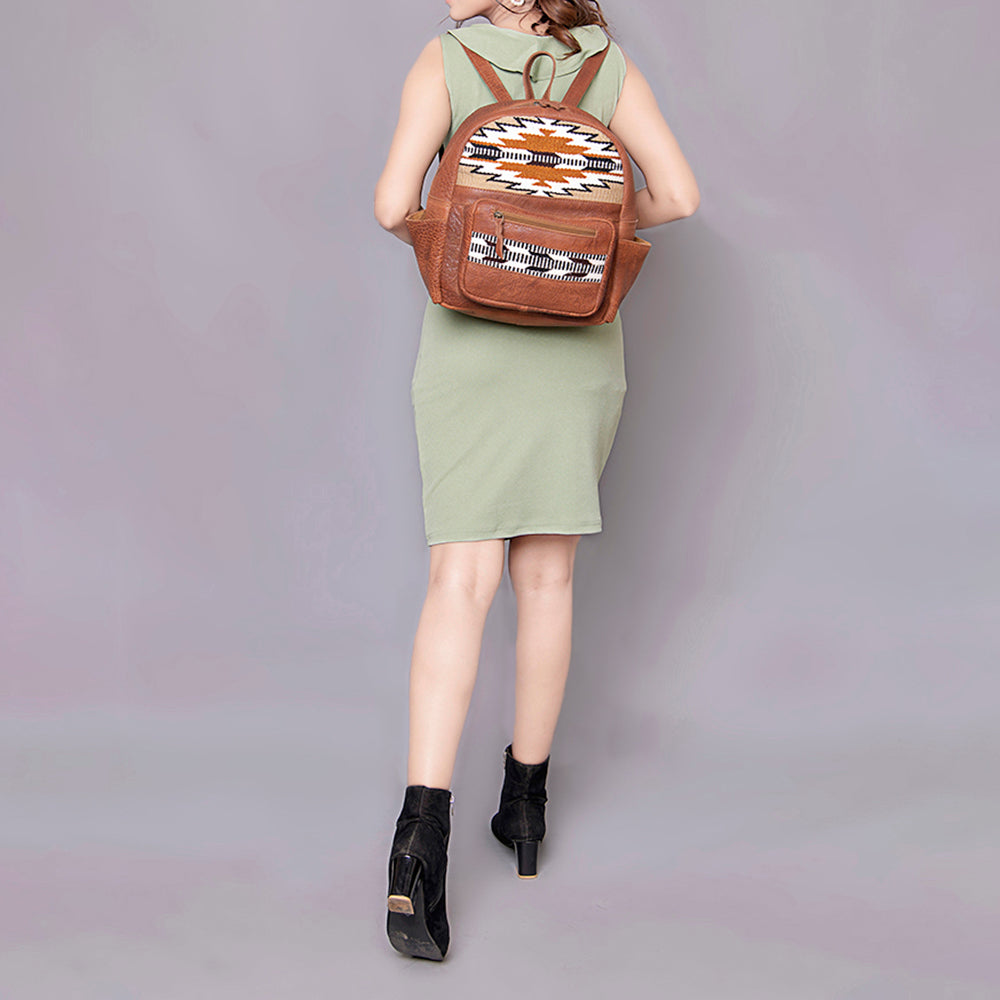American Darling Backpack Saddle Blanket Fabric Genuine Leather Western Women Bag | for Laptop School Purse Travel