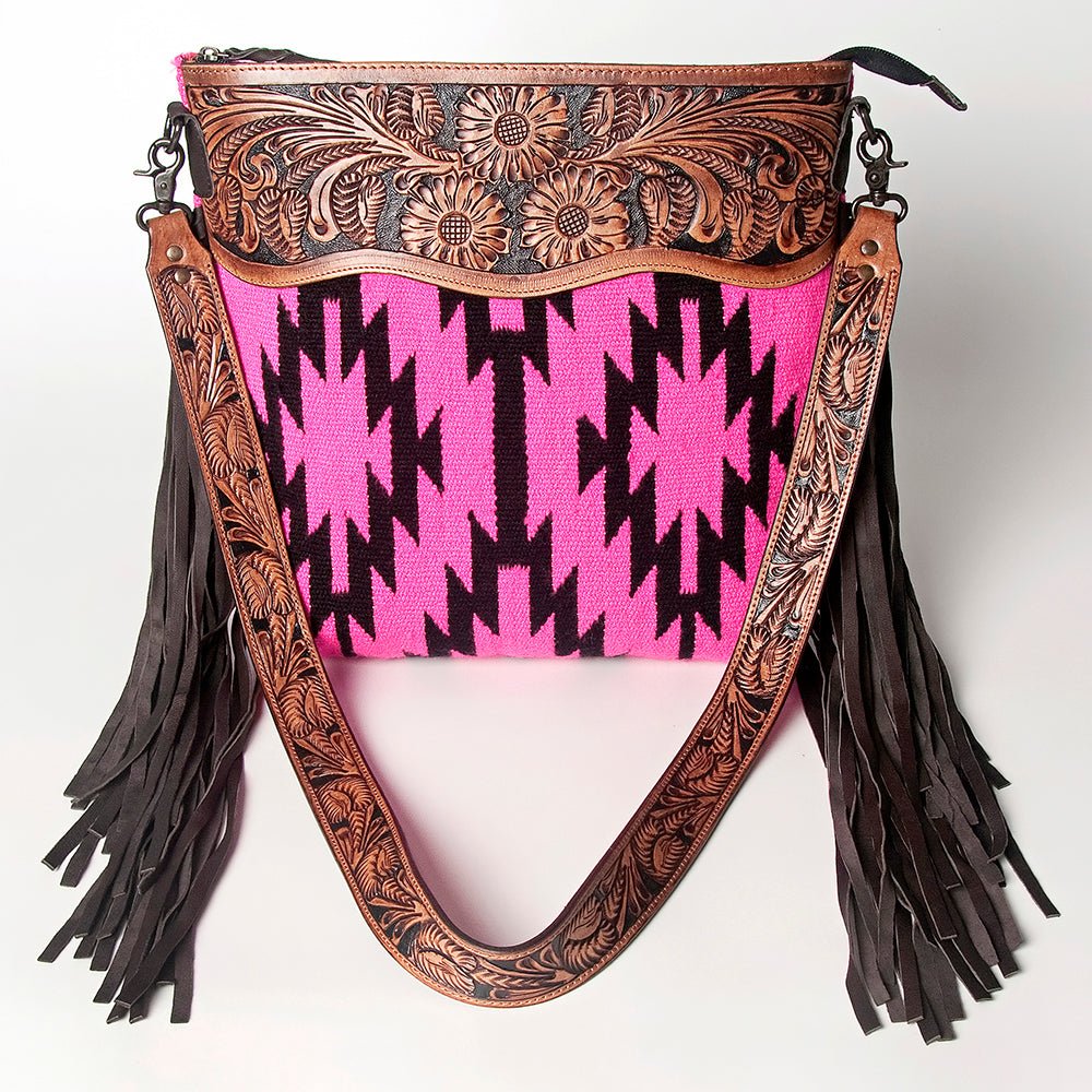 American Darling Signature Crossbody Hand Tooled Saddle Blanket Genuine Leather