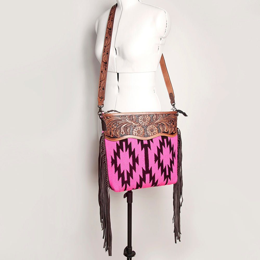 American Darling Signature Crossbody Hand Tooled Saddle Blanket Genuine Leather