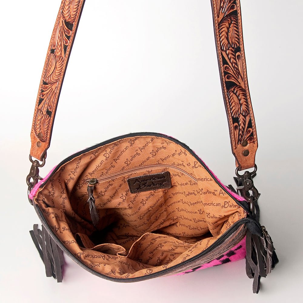 American Darling Signature Crossbody Hand Tooled Saddle Blanket Genuine Leather