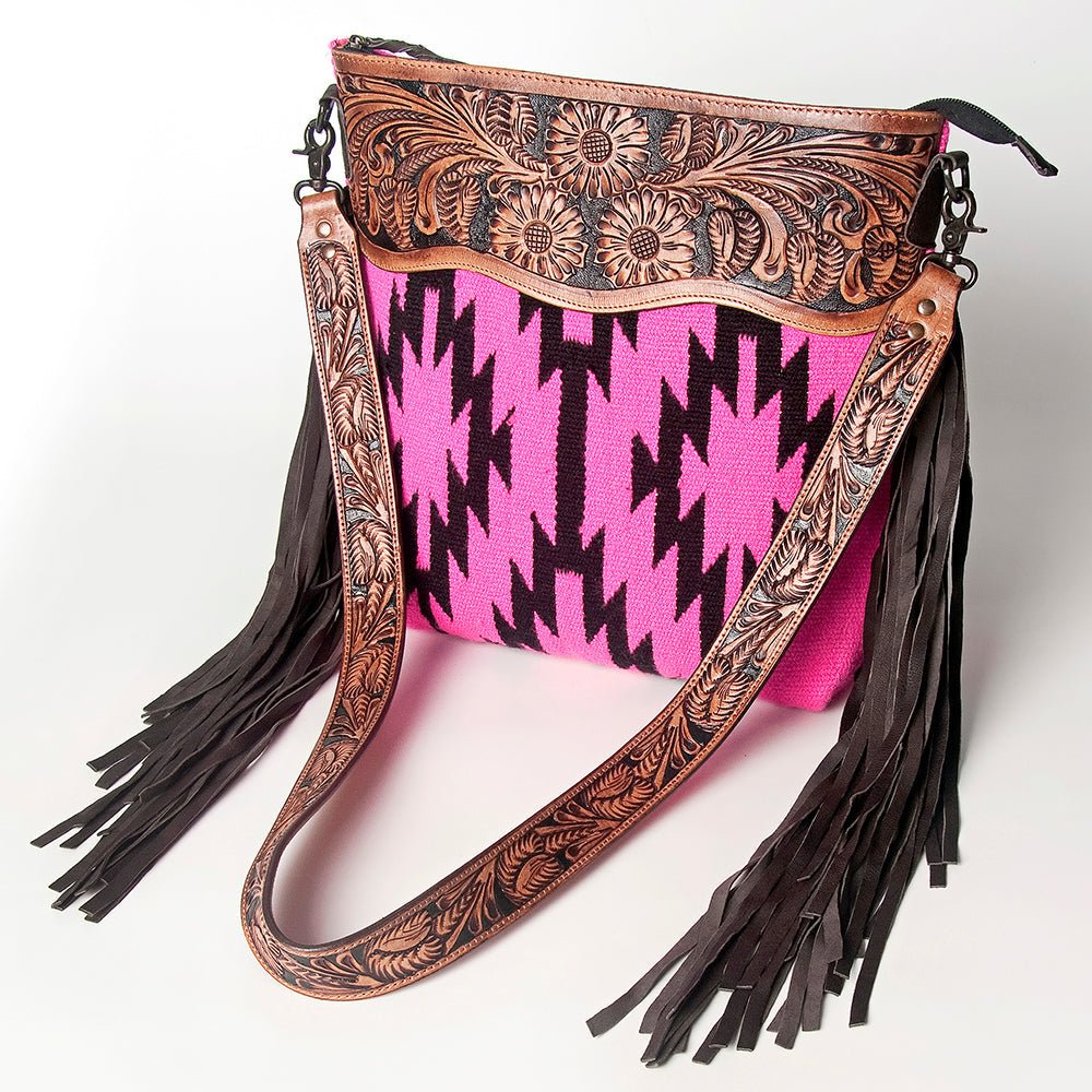 American Darling Signature Crossbody Hand Tooled Saddle Blanket Genuine Leather