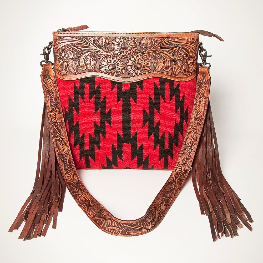 American Darling Signature Crossbody Hand Tooled Saddle Blanket Genuine Leather