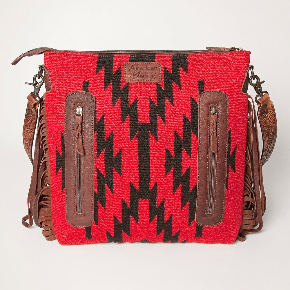 American Darling Signature Crossbody Hand Tooled Saddle Blanket Genuine Leather