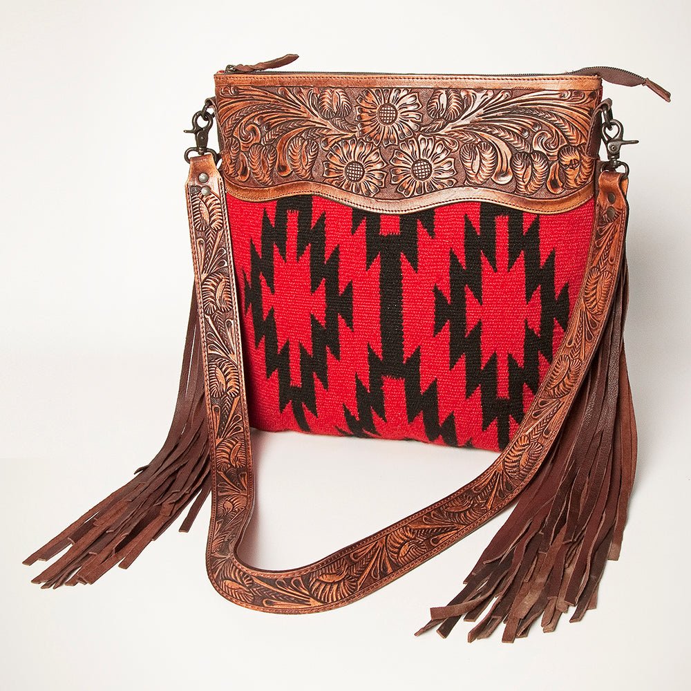 American Darling Signature Crossbody Hand Tooled Saddle Blanket Genuine Leather