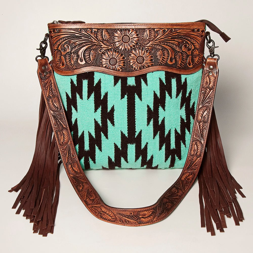 American Darling Signature Crossbody Hand Tooled Saddle Blanket Genuine Leather