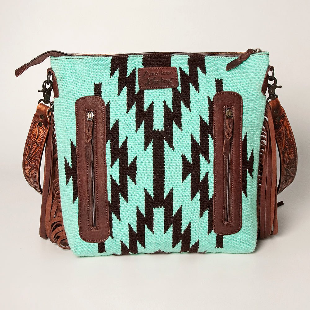 American Darling Signature Crossbody Hand Tooled Saddle Blanket Genuine Leather