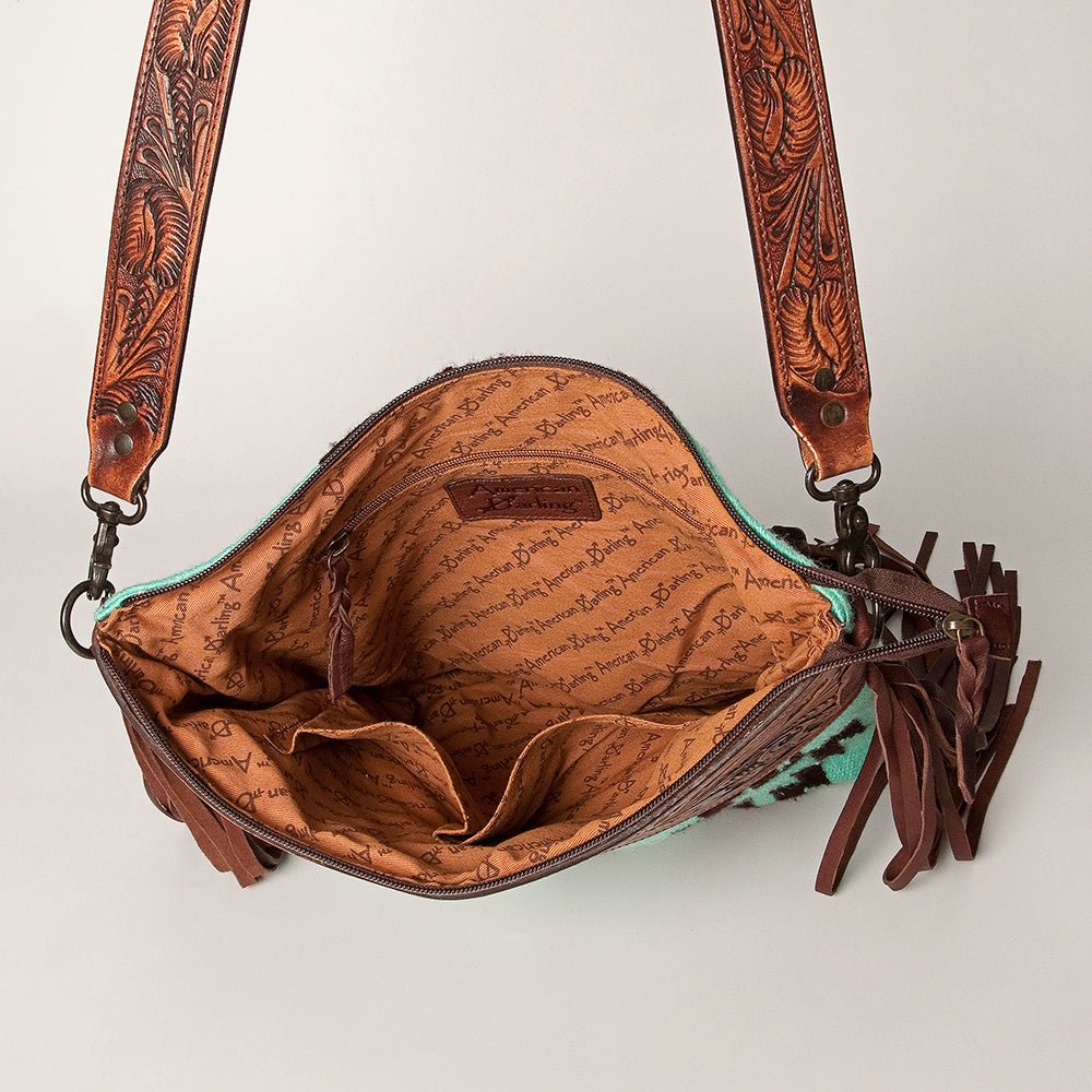 American Darling Signature Crossbody Hand Tooled Saddle Blanket Genuine Leather