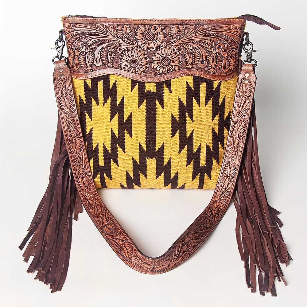 American Darling Signature Crossbody Hand Tooled Saddle Blanket Genuine Leather