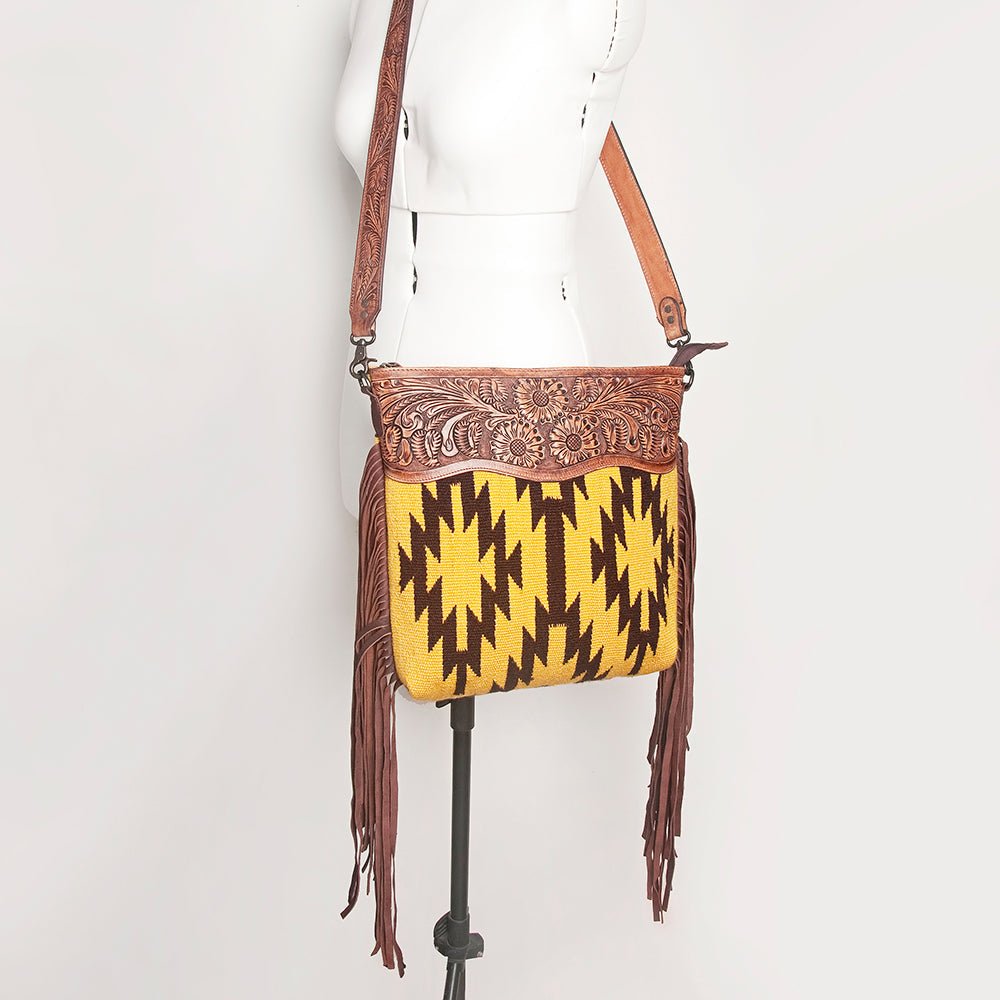 American Darling Signature Crossbody Hand Tooled Saddle Blanket Genuine Leather