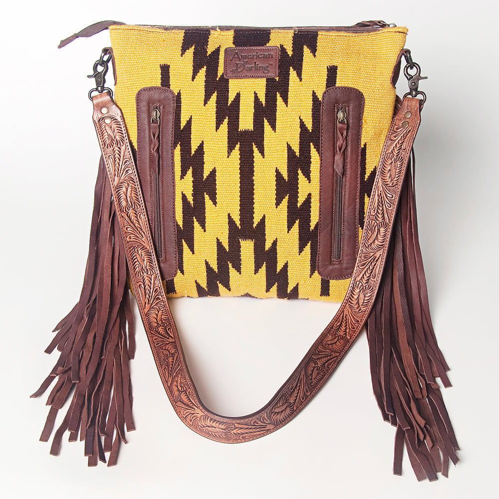 American Darling Signature Crossbody Hand Tooled Saddle Blanket Genuine Leather
