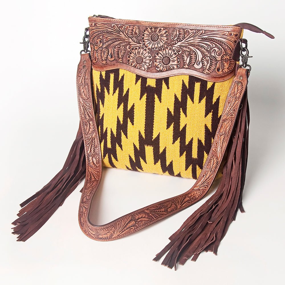 American Darling Signature Crossbody Hand Tooled Saddle Blanket Genuine Leather