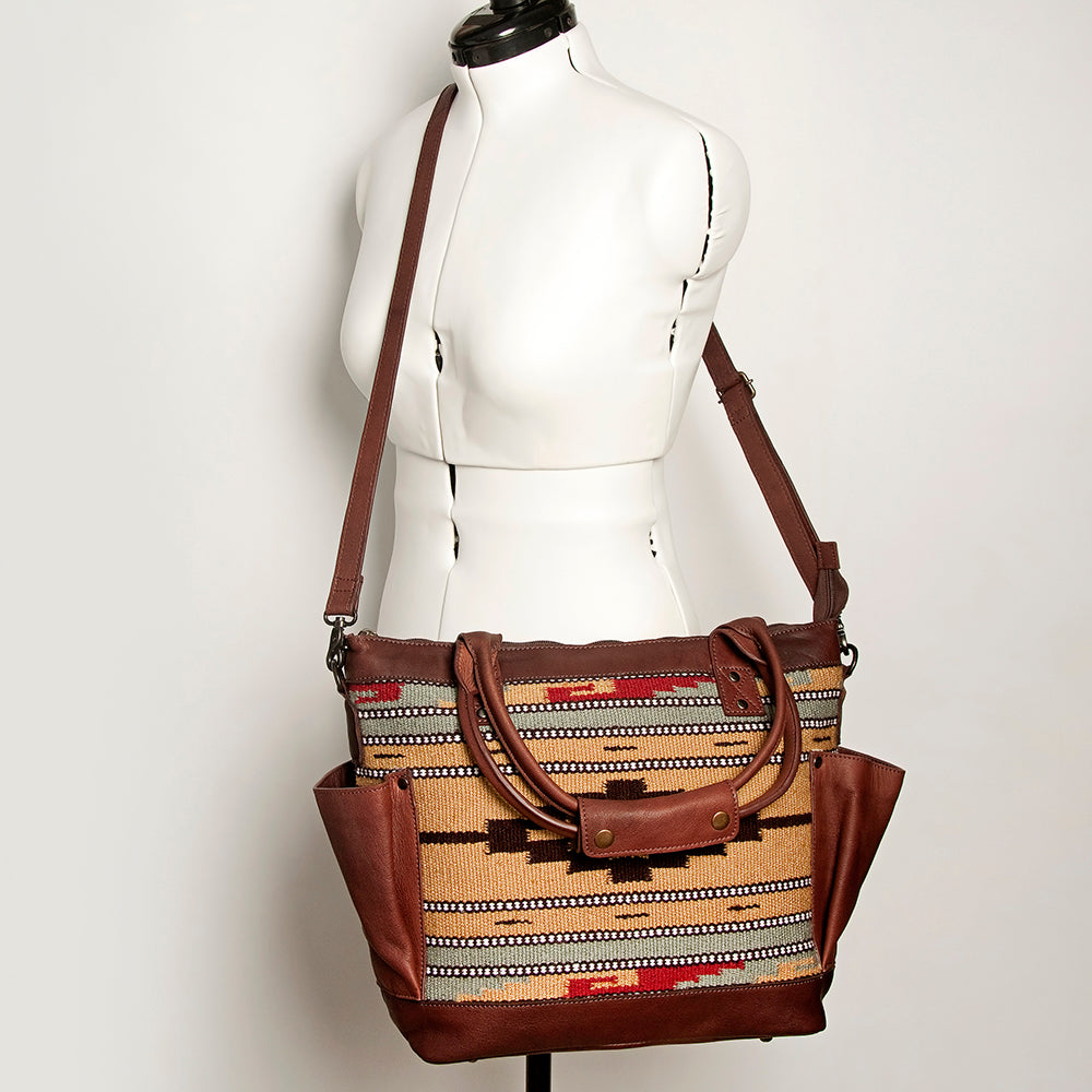 American Darling Tote Upcycled Wool Genuine Leather