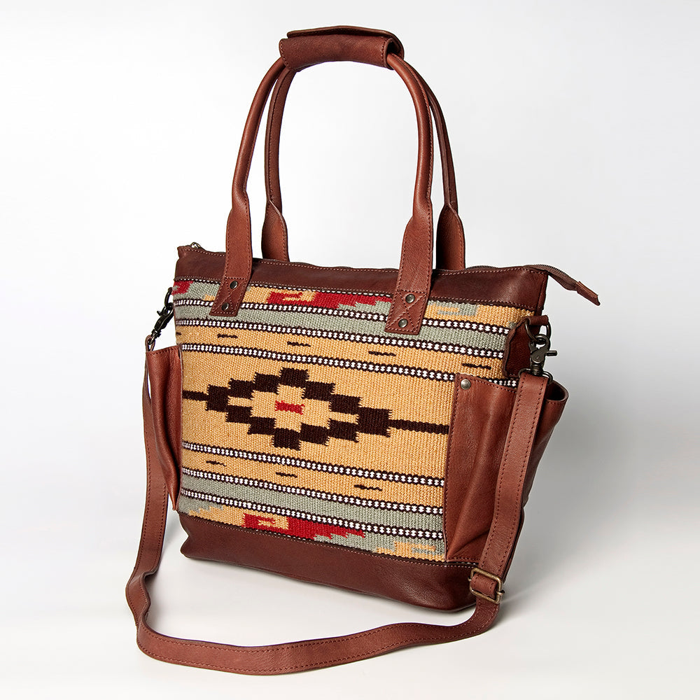 American Darling Tote Upcycled Wool Genuine Leather
