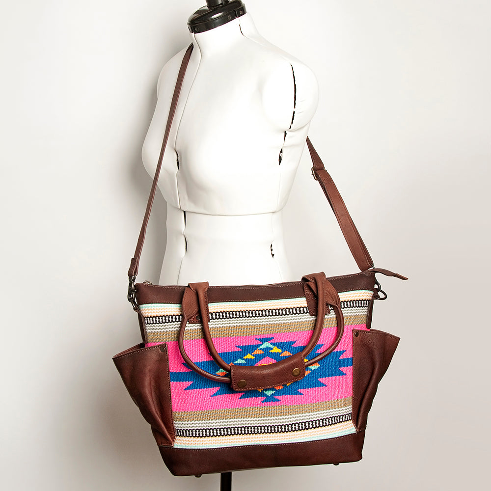 American Darling Tote Upcycled Wool Genuine Leather