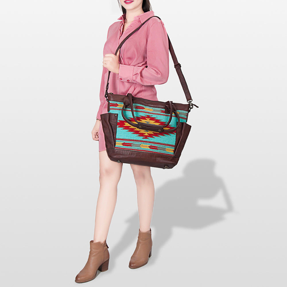 American Darling Tote Saddle Blanket Genuine Leather Western Women Bag Handbag Purse | Travel Bags Cute College Casual for