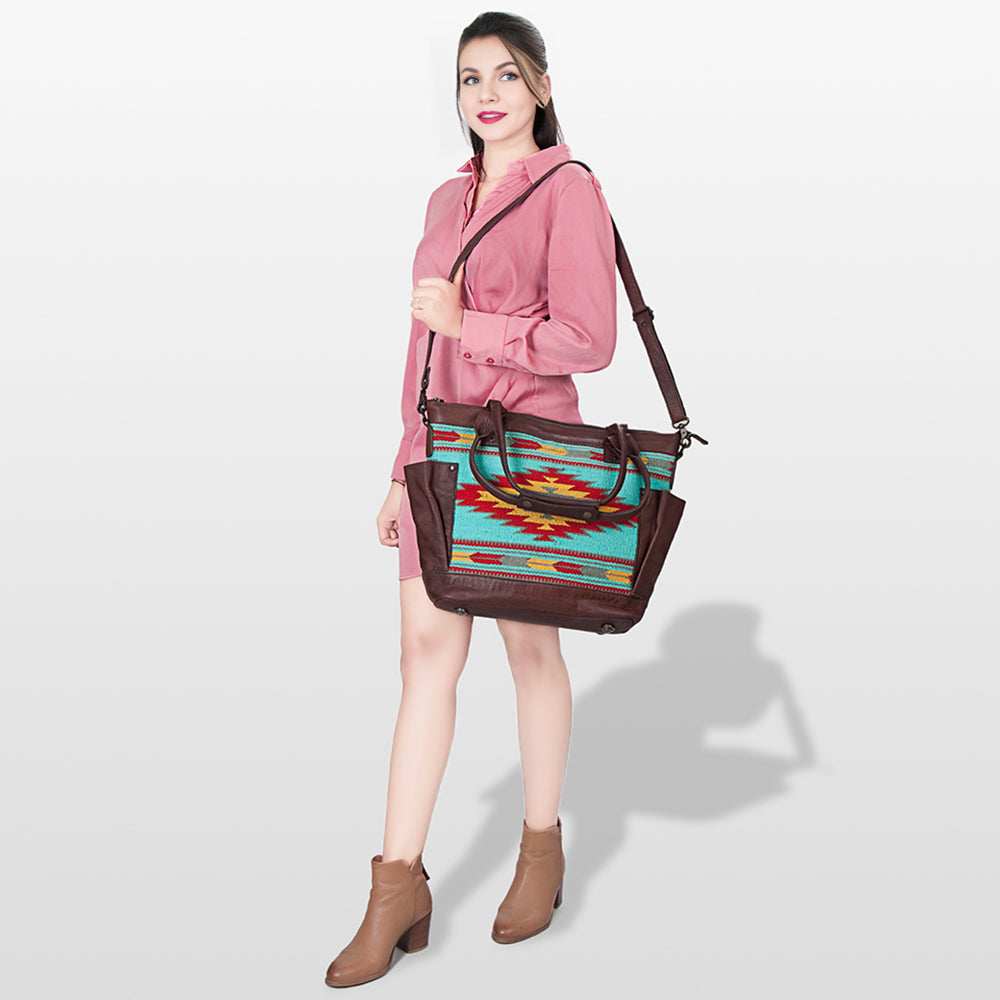 American Darling Tote Upcycled Wool Genuine Leather
