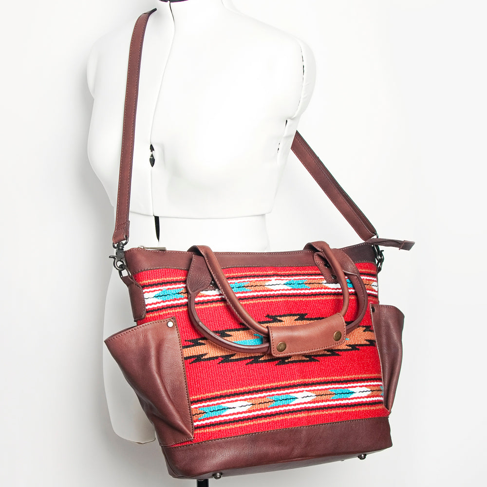 American Darling Tote Upcycled Wool Genuine Leather