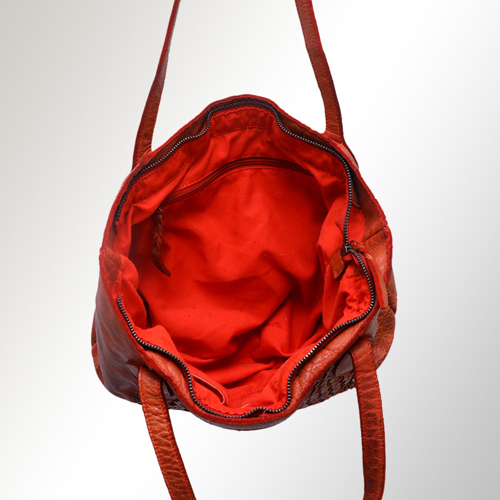 Never Mind Tote Vintage Handmade Genuine Cowhide Leather