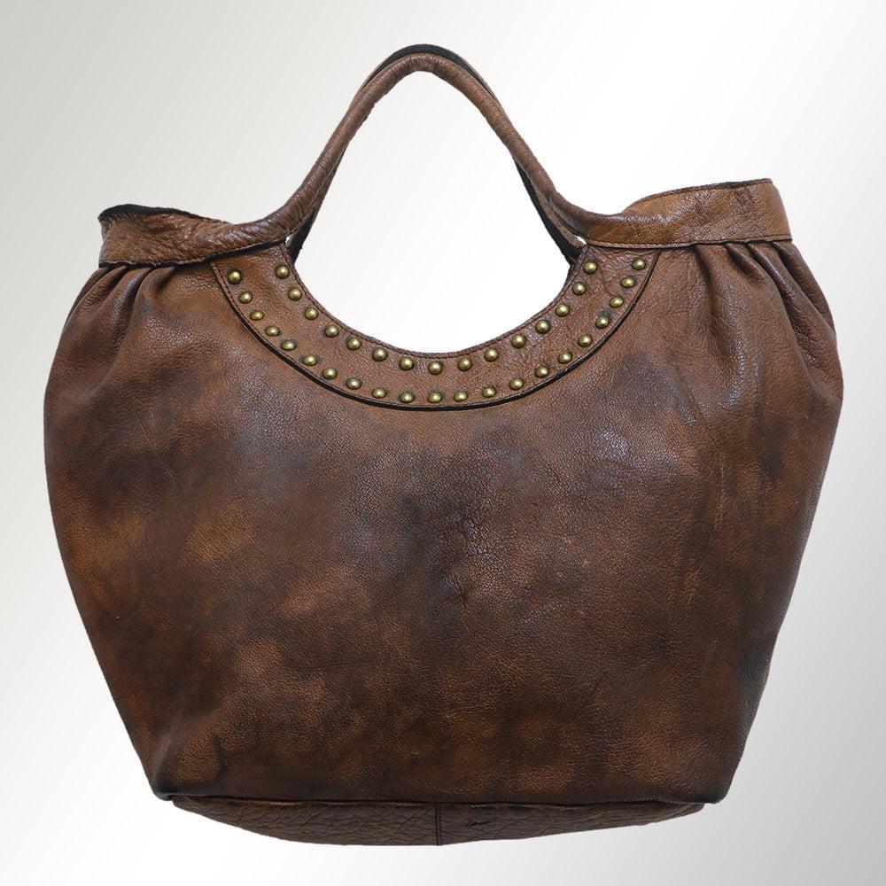 Never Mind Tote Vintage Handmade Genuine Cowhide Leather