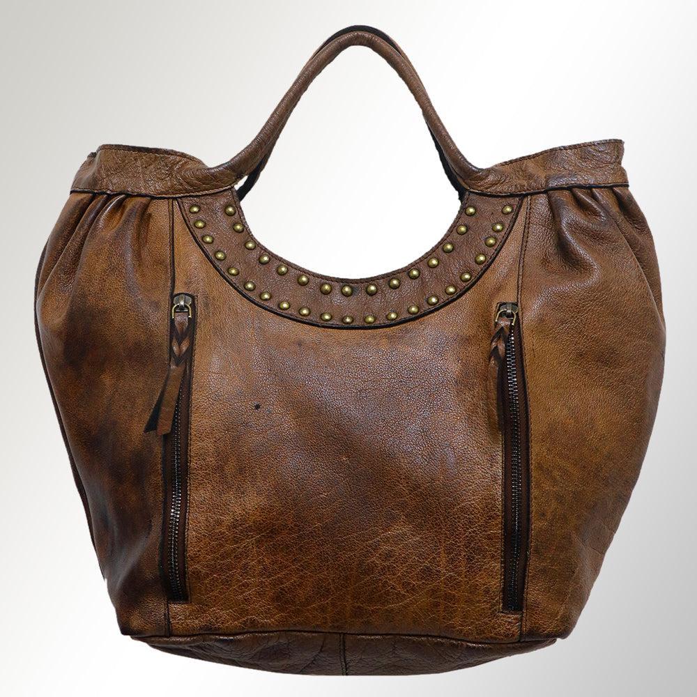 Never Mind Tote Vintage Handmade Genuine Cowhide Leather