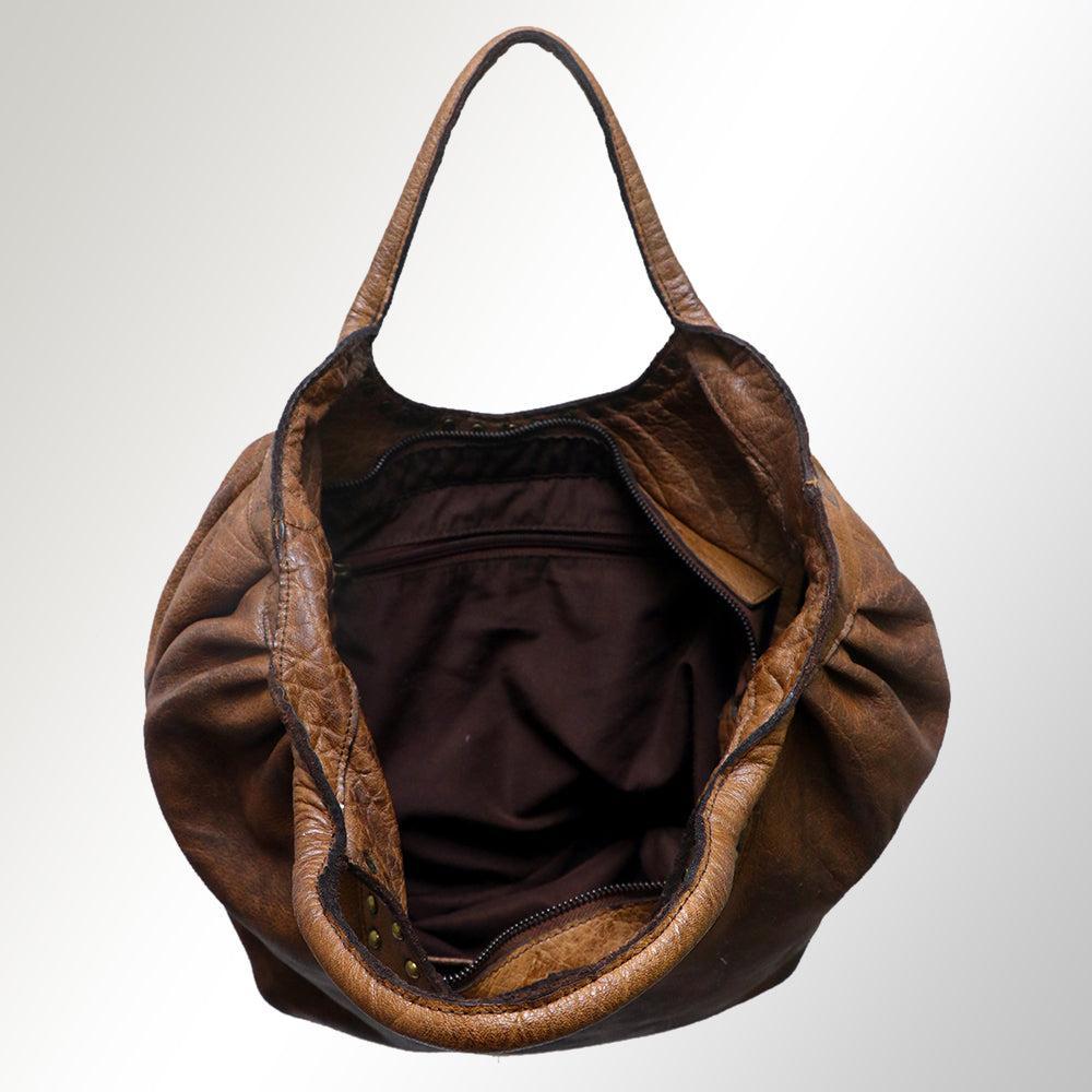 Never Mind Tote Vintage Handmade Genuine Cowhide Leather