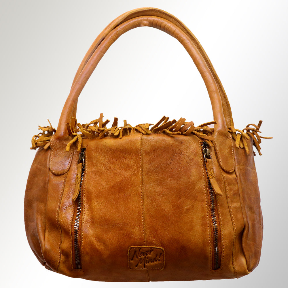 Never Mind Tote Vintage Handmade Genuine Cowhide Leather