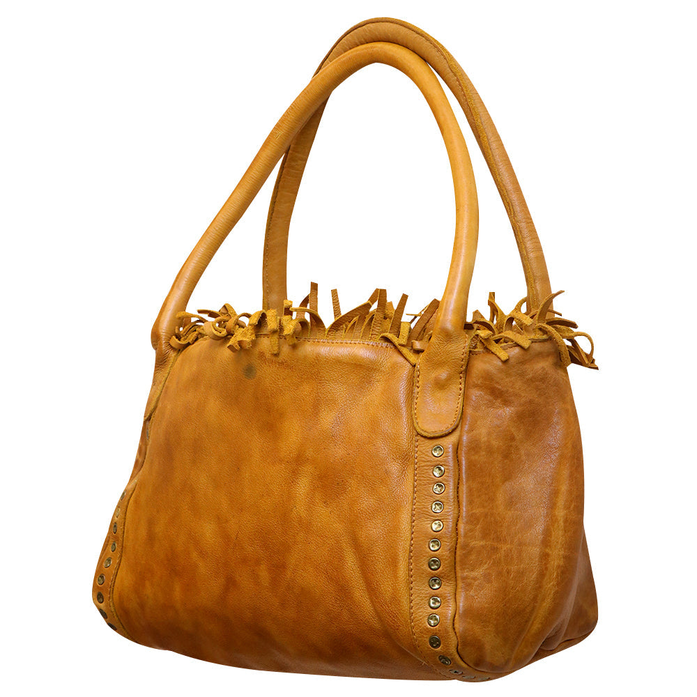 Never Mind Tote Vintage Handmade Genuine Cowhide Leather