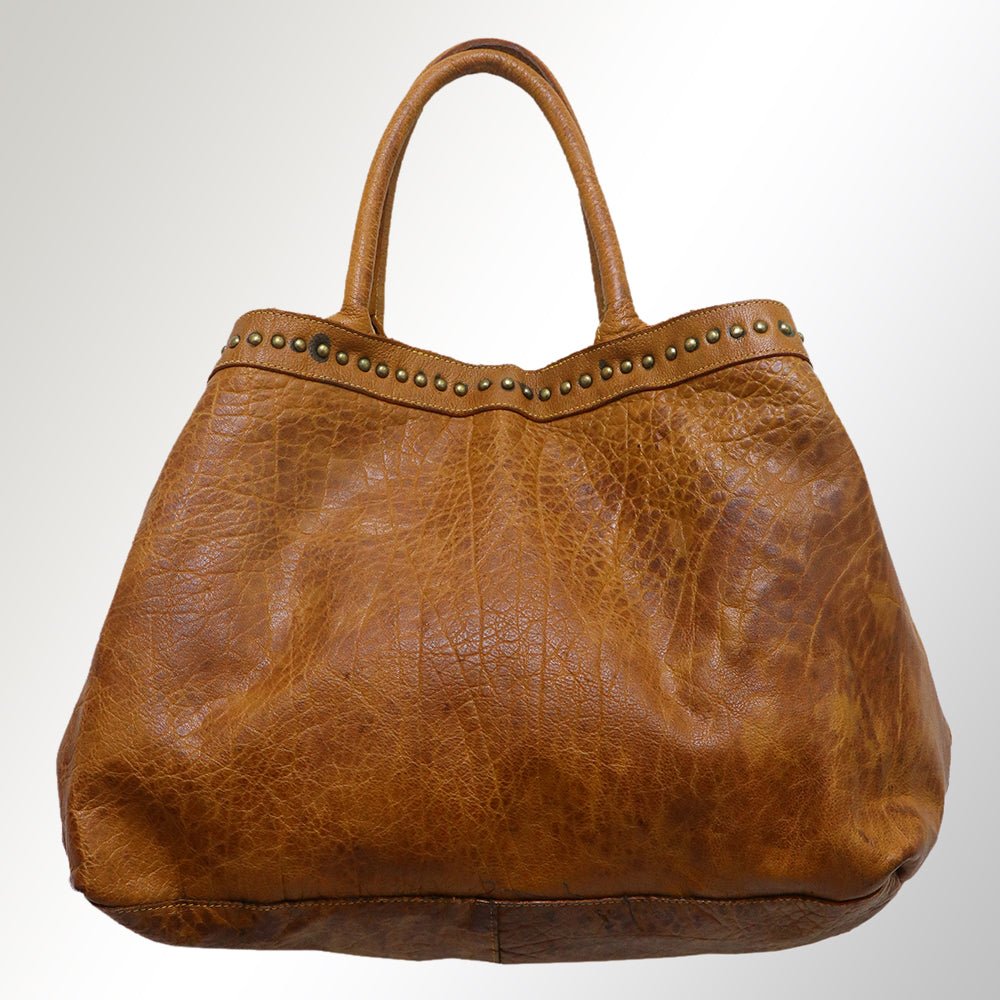 Never Mind Tote Vintage Handmade Genuine Cowhide Leather