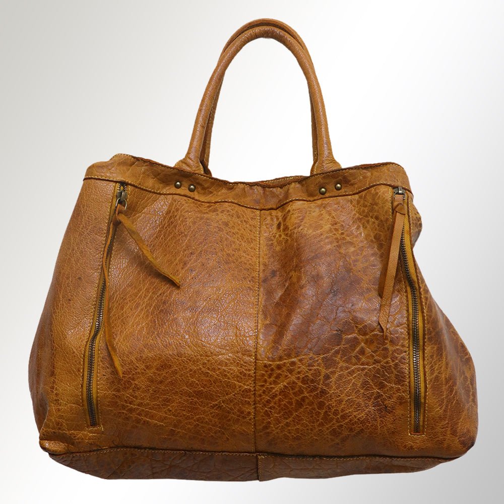 Never Mind Tote Vintage Handmade Genuine Cowhide Leather