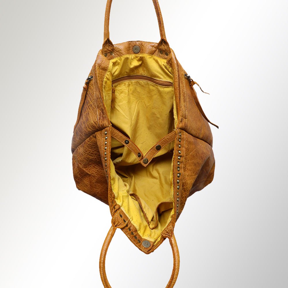 Never Mind Tote Vintage Handmade Genuine Cowhide Leather